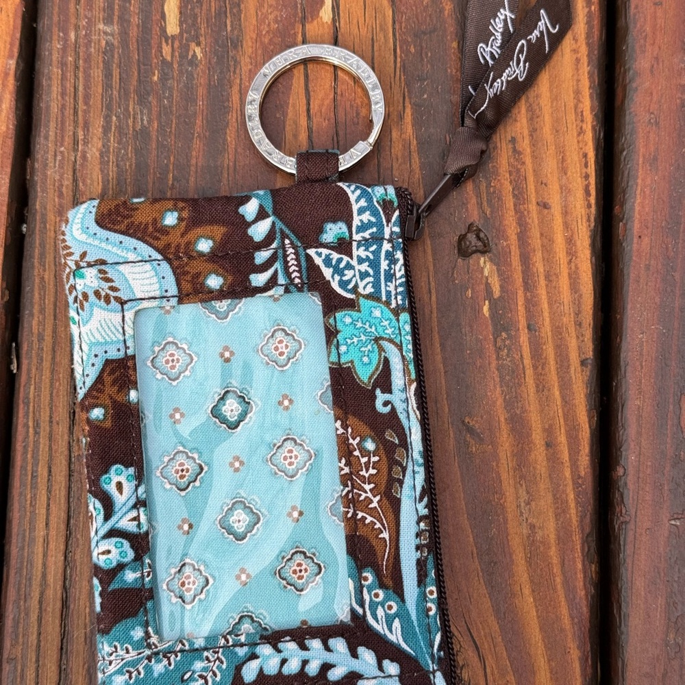 Brown and Blue Pattern Keychain Wallet Vera Bradley